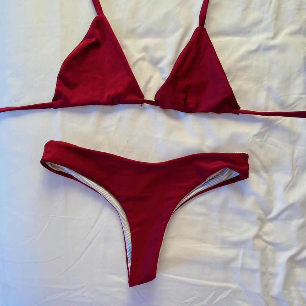 Burgundy/Plum triangle cheeky bikini set